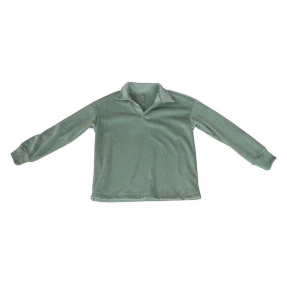 Mondetta Ladies Corduroy Fleece Pullover Sage Green Size Large Fall Loungewear - Picture 9 of 9